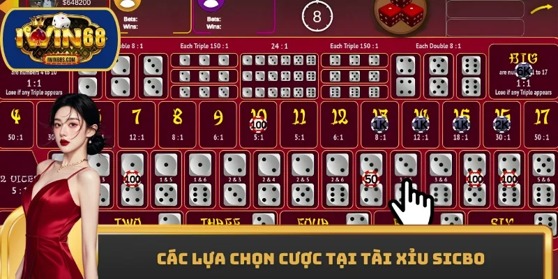 Các lựa chọn cược tại tài xỉu sicbo