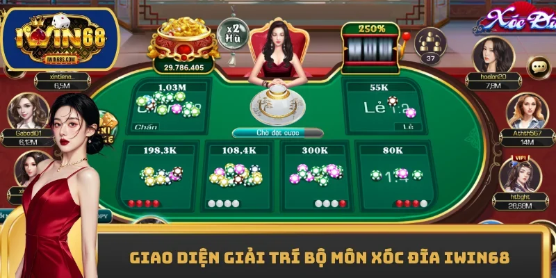 Giao diện giải trí bộ môn xóc đĩa IWIN68
